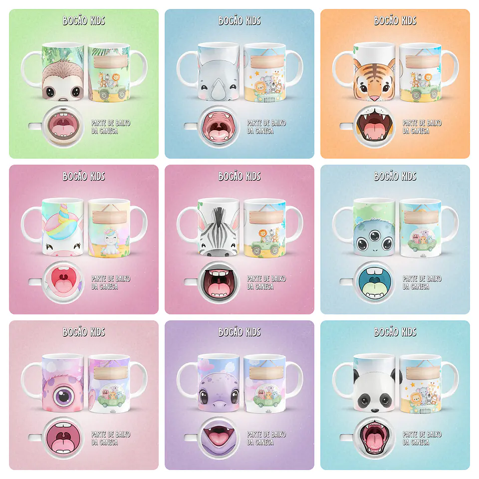 18 Artes para Caneca Bocão Animais Fofinhos Arquivo em Jpg 2