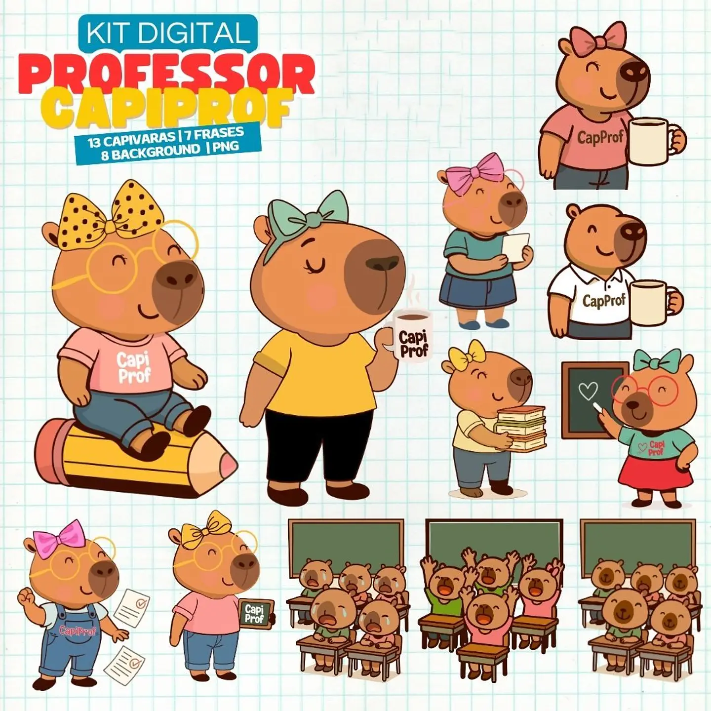 8 Artes para Caneca Capivara Professor Arquivo Editável  4