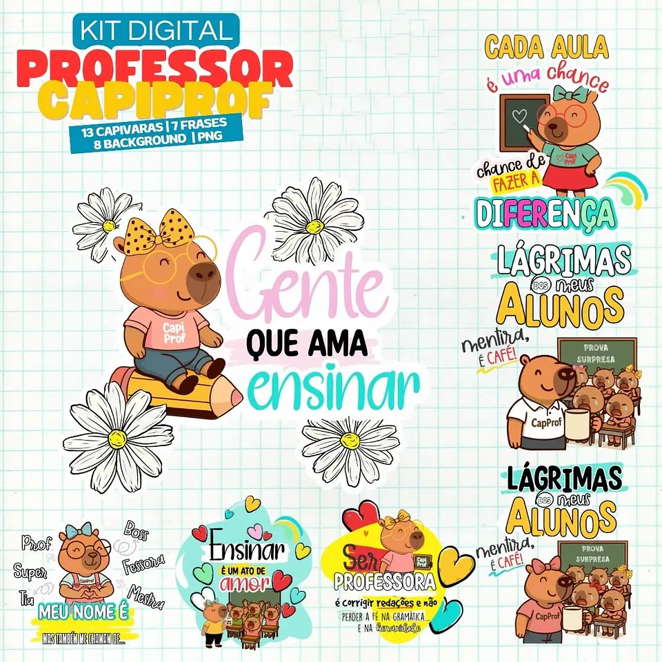 8 Artes para Caneca Capivara Professor Arquivo Editável  5