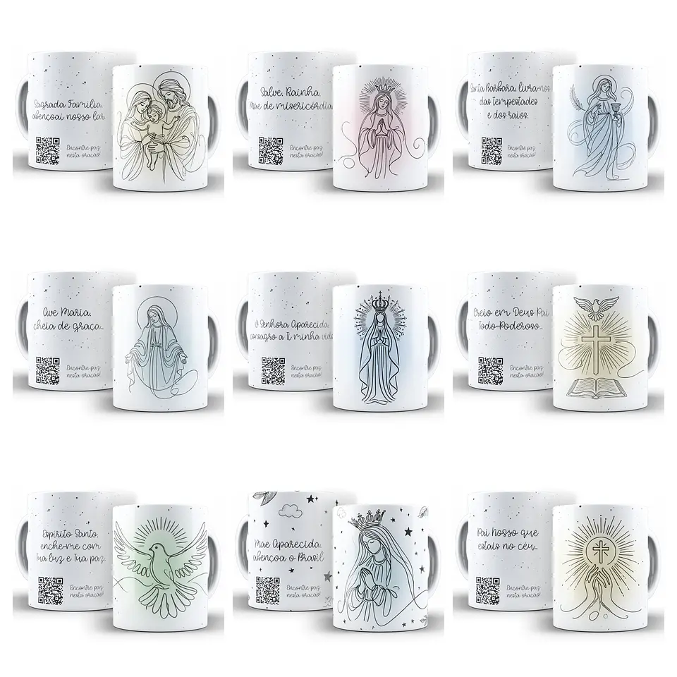 18 Artes para Caneca Religiosa Religião Cristã Arquivo Editável  1