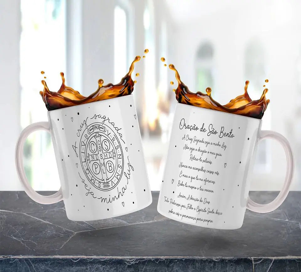 Artes Caneca Oração de São Bento Arquivo Editável 1