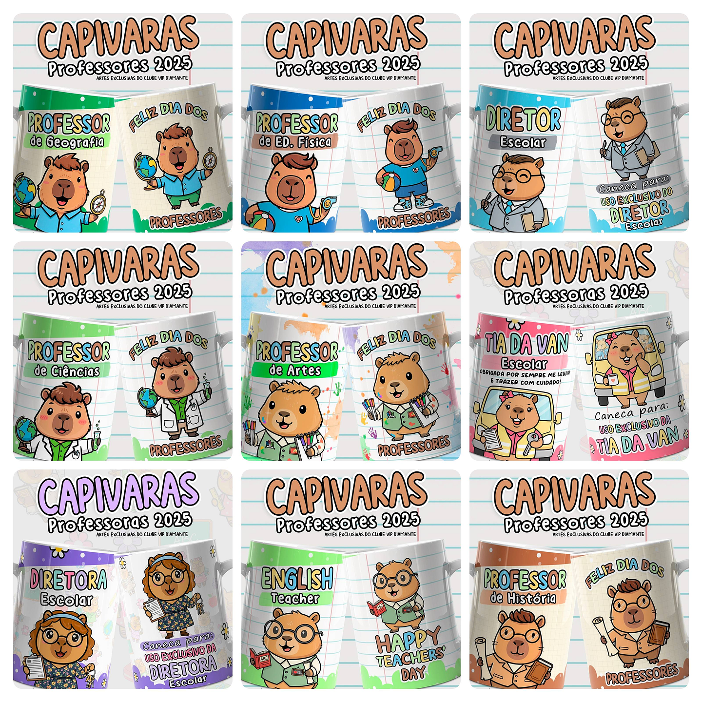 44 Artes para Caneca Capivaras Dia dos Professores Arquivo em Jpg  2
