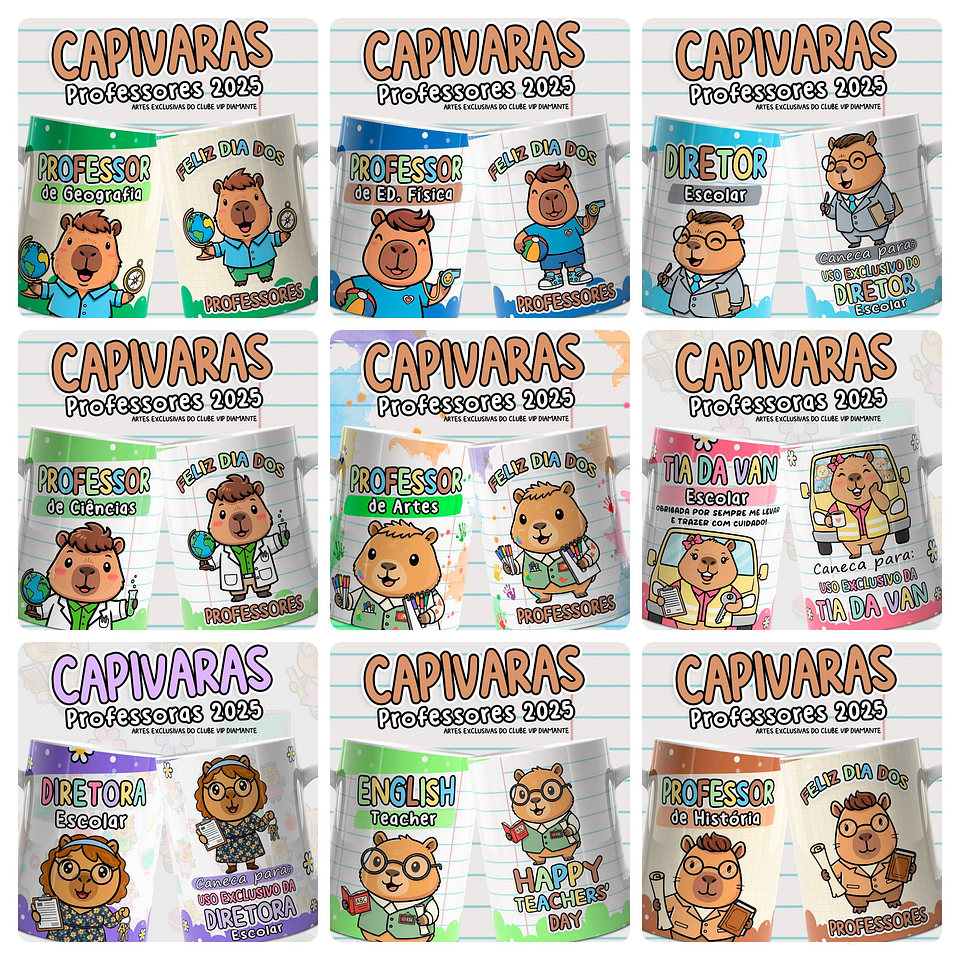 44 Artes para Caneca Capivaras Dia dos Professores Arquivo em Jpg  2