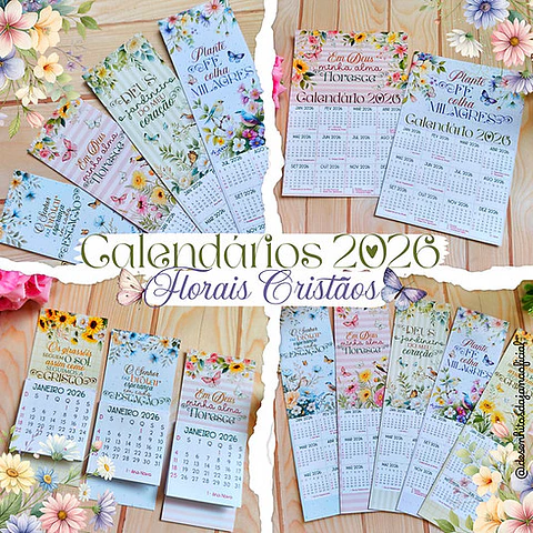 Arquivo Calendario Cristão Floral 2026 Arquivo em Jpg 