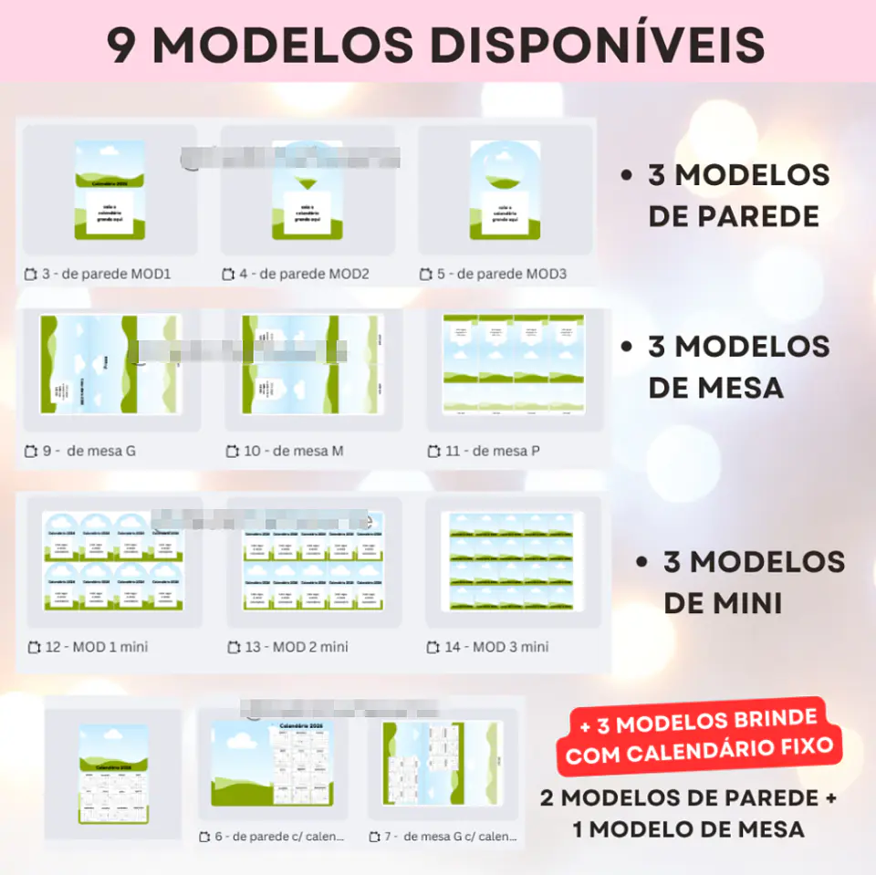 Arquivo Molde Calendário Polaroide e Base 2026 para Blocagem em Canva  2