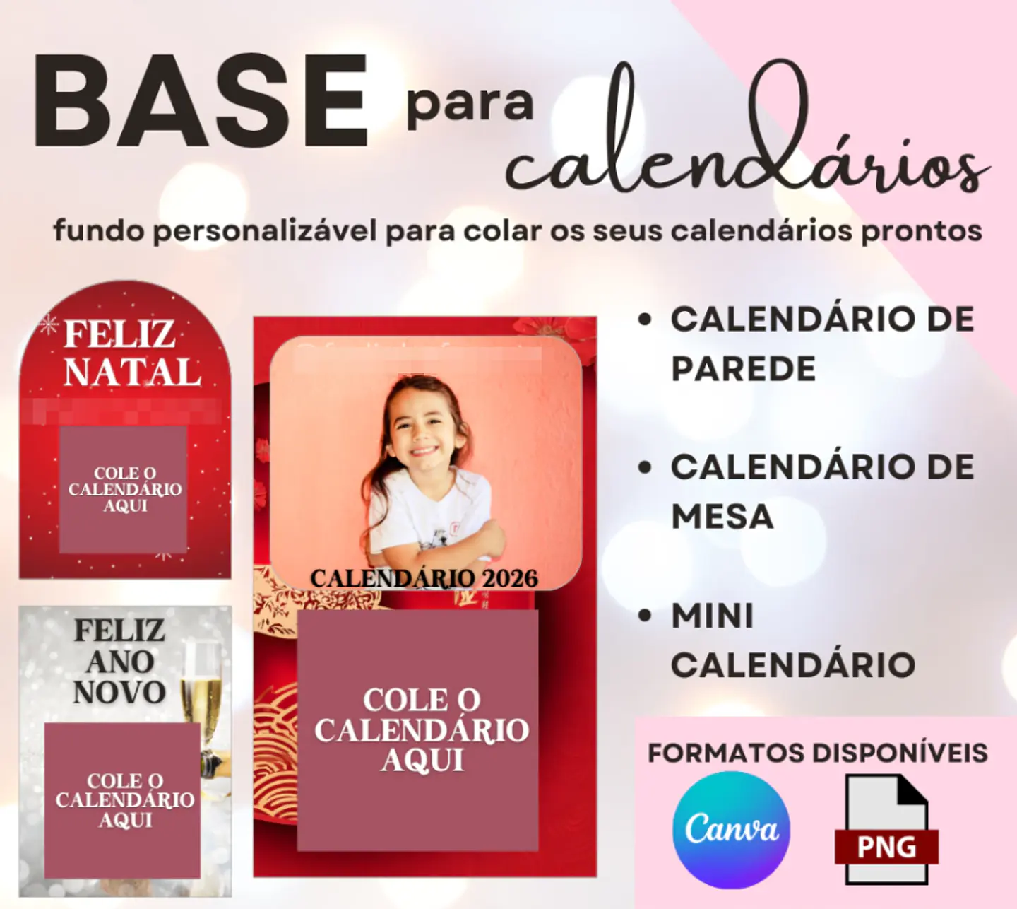 Arquivo Molde Calendário Polaroide e Base 2026 para Blocagem em Canva  3