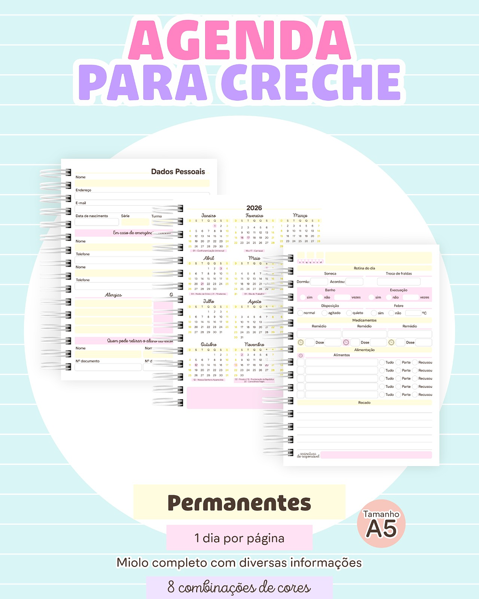 Arquivo Encadernação Agendas Escolares Neutras 2026 Arquivo em Pdf 4