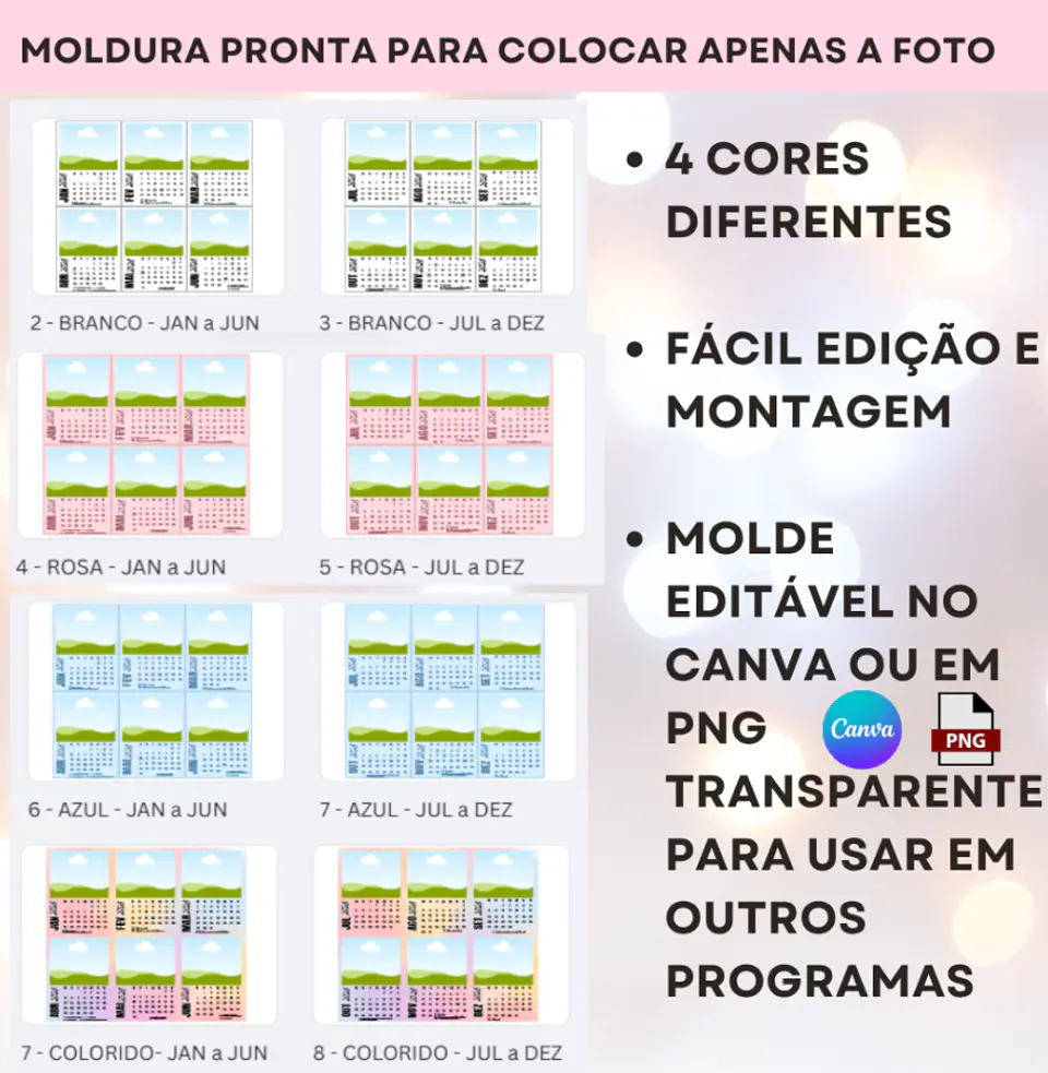 Arquivo Molde Calendário Polaroide e Base 2026 para Blocagem em Canva  4