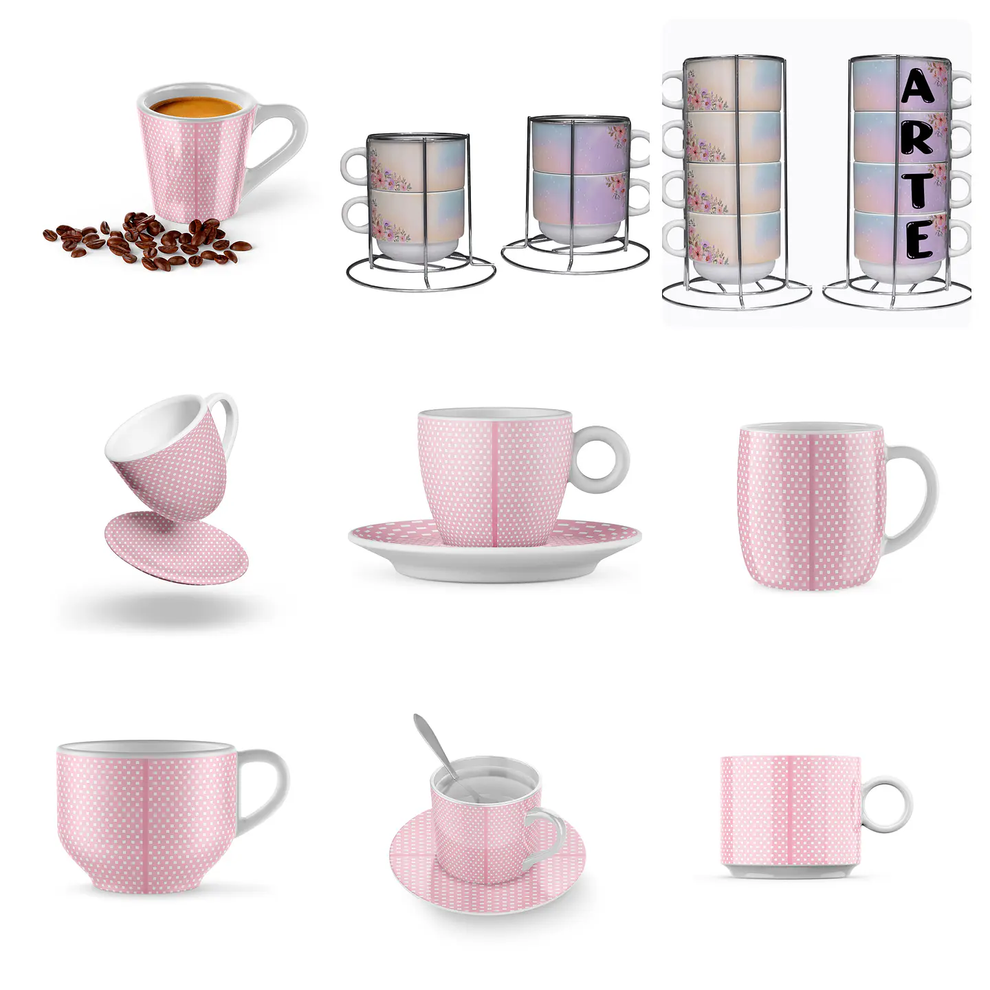 Arquivo Mockups Xicara e Torre de Xícara Editável  6