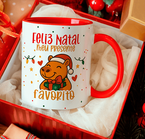 12 Artes para Caneca Capivara Natalina Arquivo Editável 