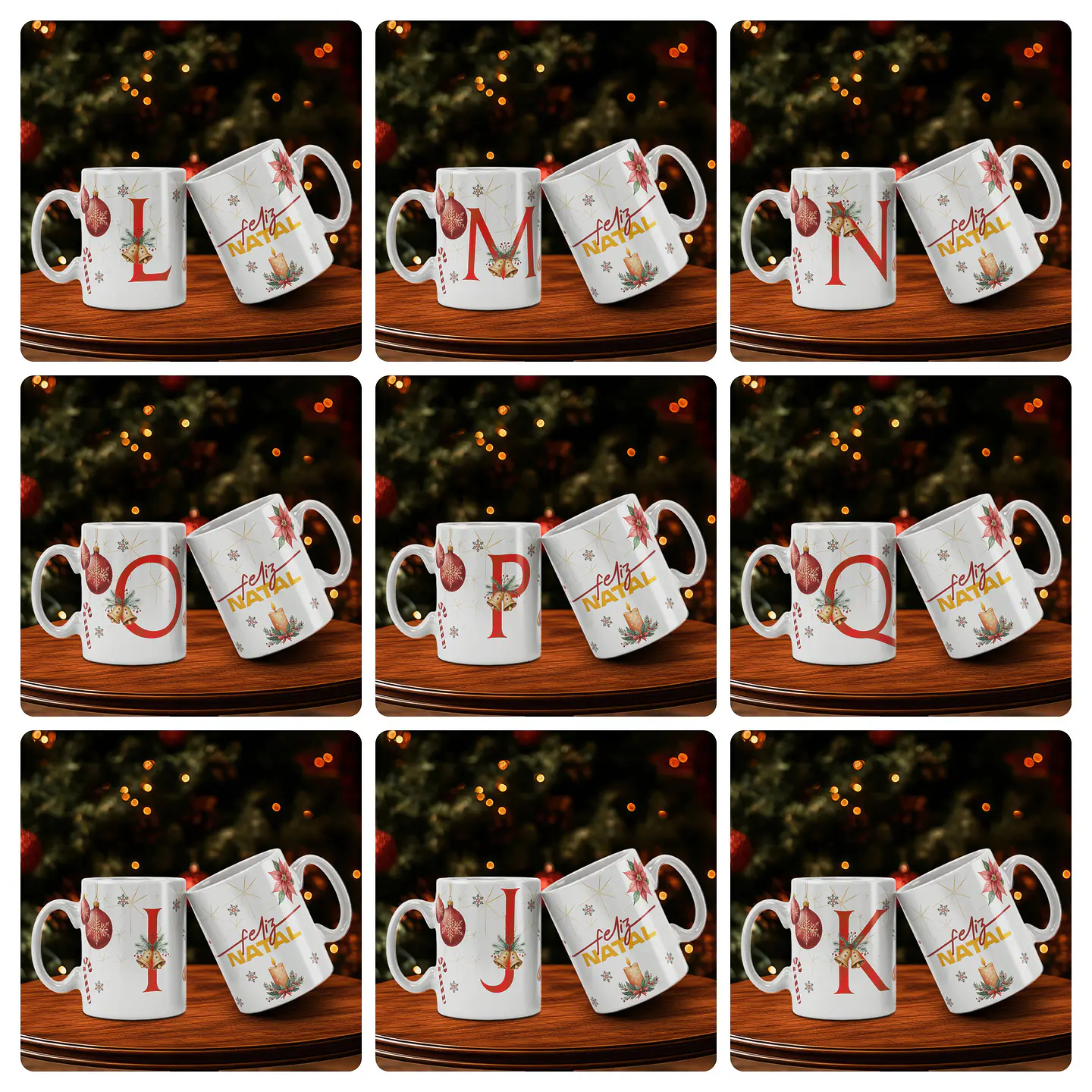 26 Artes para Caneca Alfabeto Natal Feliz Arquivo Editável  2