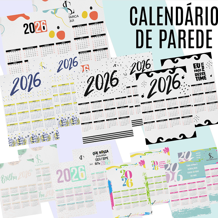 31 Artes para Caneca  + Calendário de Mesa e Calendário de Parede 2026 Arquivo Editável  2