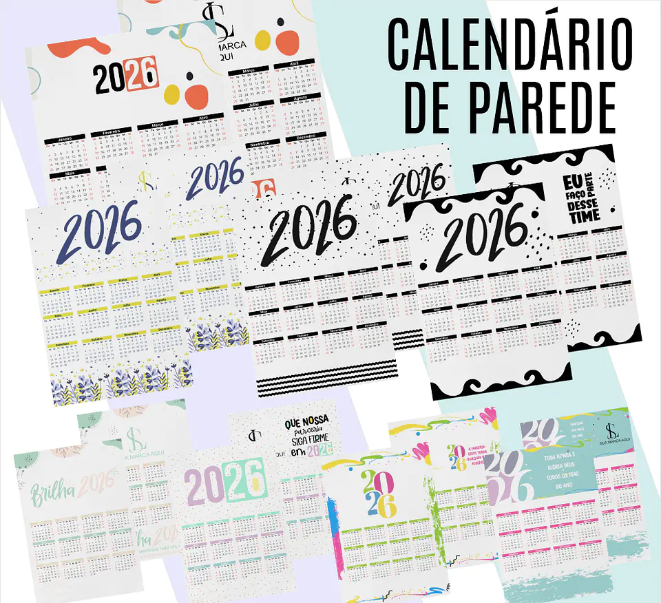 31 Artes para Caneca  + Calendário de Mesa e Calendário de Parede 2026 Arquivo Editável  2