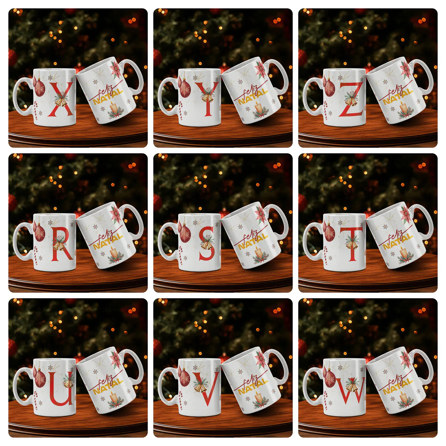 26 Artes para Caneca Alfabeto Natal Feliz Arquivo Editável  3