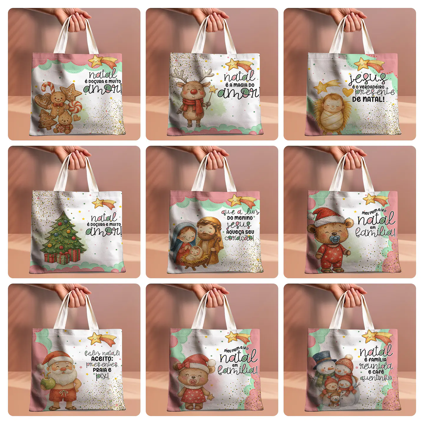 40 Artes para Caneca Toalhinha Bolsa e Azulejo Natal De Amor Papai Noel Arquivo editável em Pdf 2