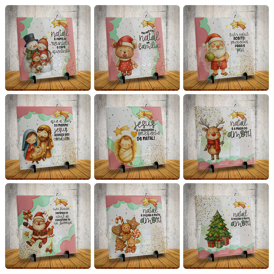 40 Artes para Caneca Toalhinha Bolsa e Azulejo Natal De Amor Papai Noel Arquivo editável em Pdf 4