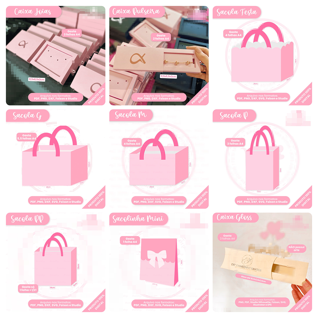 Arquivos Caixinhas Moldes para Joias e Sacolinhas Arquivo em Pdf 4