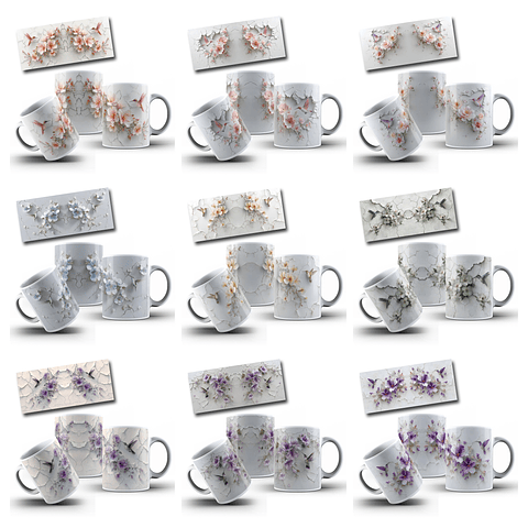 24 Artes para Caneca Beija Flor 3D Arquivo em Jpg