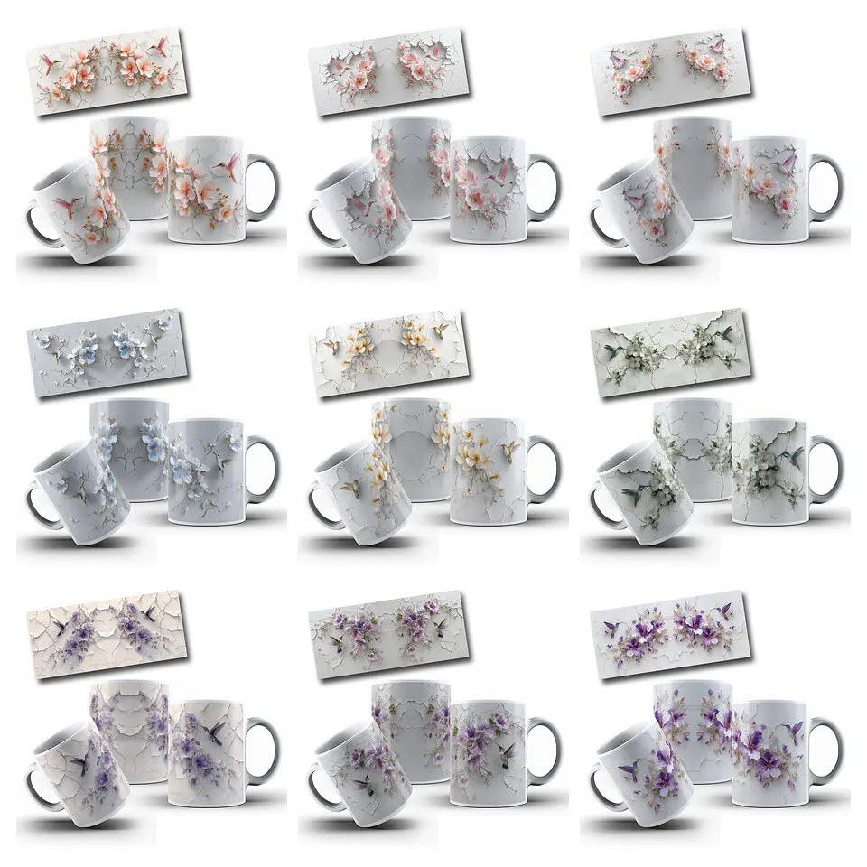 24 Artes para Caneca Beija Flor 3D Arquivo em Jpg 1