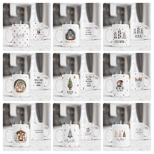 15 Artes para Caneca e Xicara Natal Minimalista Arquivo Editável  