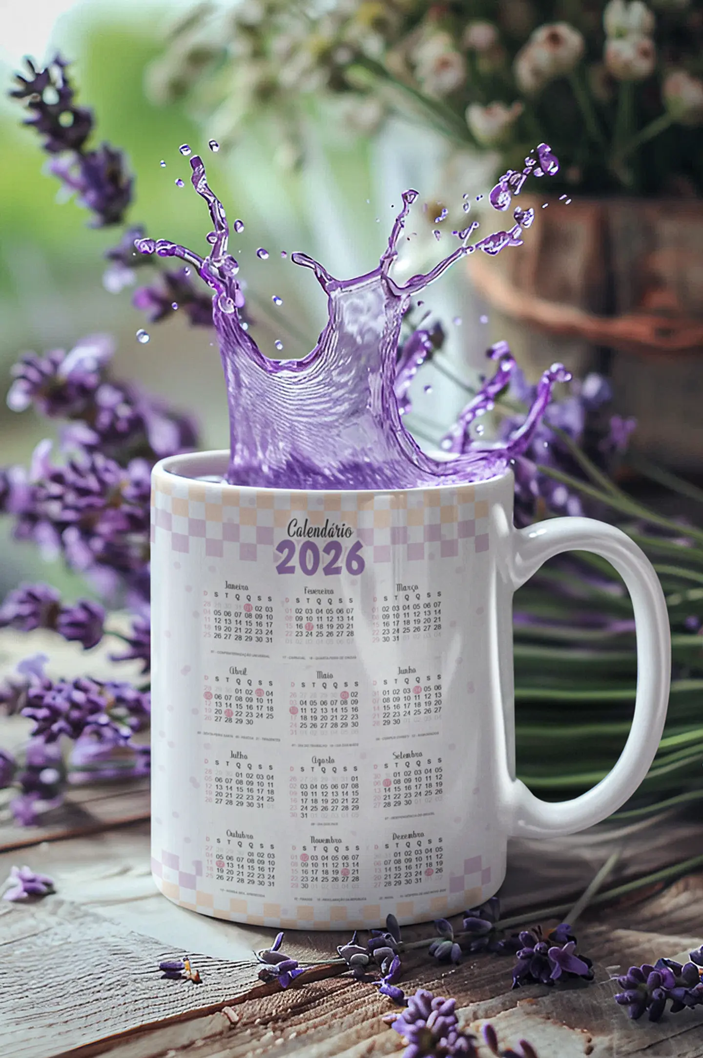 25 Artes Caneca Ano Novo Calendário 2026 Arquivo Editável  6
