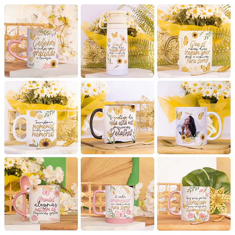 20 Artes para Caneca Floresça Frases Motivacionais Arquivo em Png  