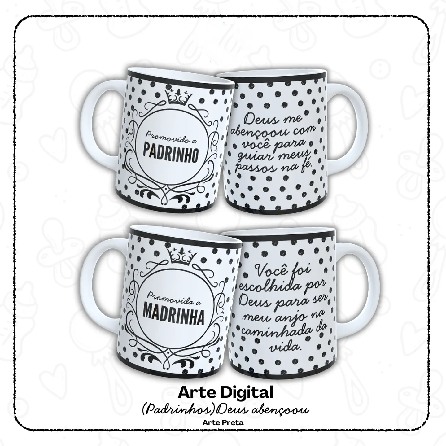 12 Artes para Caneca Padrinho e Madrinha, Dindo e Dinda Arquivo em Jpg  4