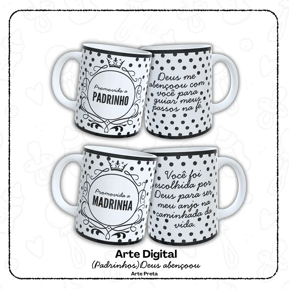 12 Artes para Caneca Padrinho e Madrinha, Dindo e Dinda Arquivo em Jpg  4
