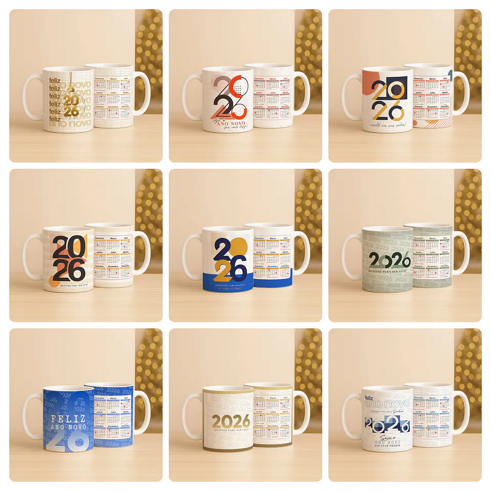 168 Artes para Camisa, Caneca, Body, Copo e Capa agenda Ano novo 2026 Arquivo Editável e Jpg 1
