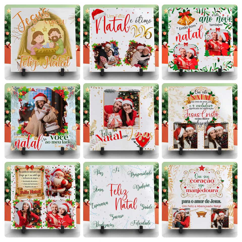 48 Artes para Body, Camisa e Azulejo Natal Familia Papai Noel Editável 2