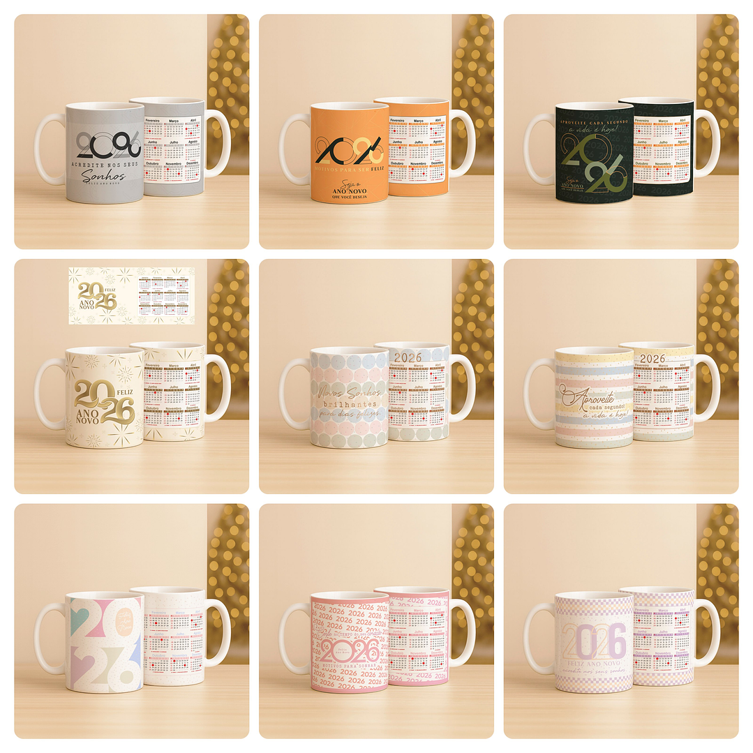 168 Artes para Camisa, Caneca, Body, Copo e Capa agenda Ano novo 2026 Arquivo Editável e Jpg 2