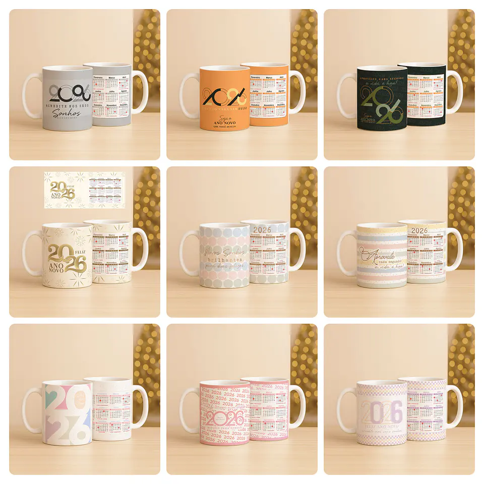168 Artes para Camisa, Caneca, Body, Copo e Capa agenda Ano novo 2026 Arquivo Editável e Jpg 2