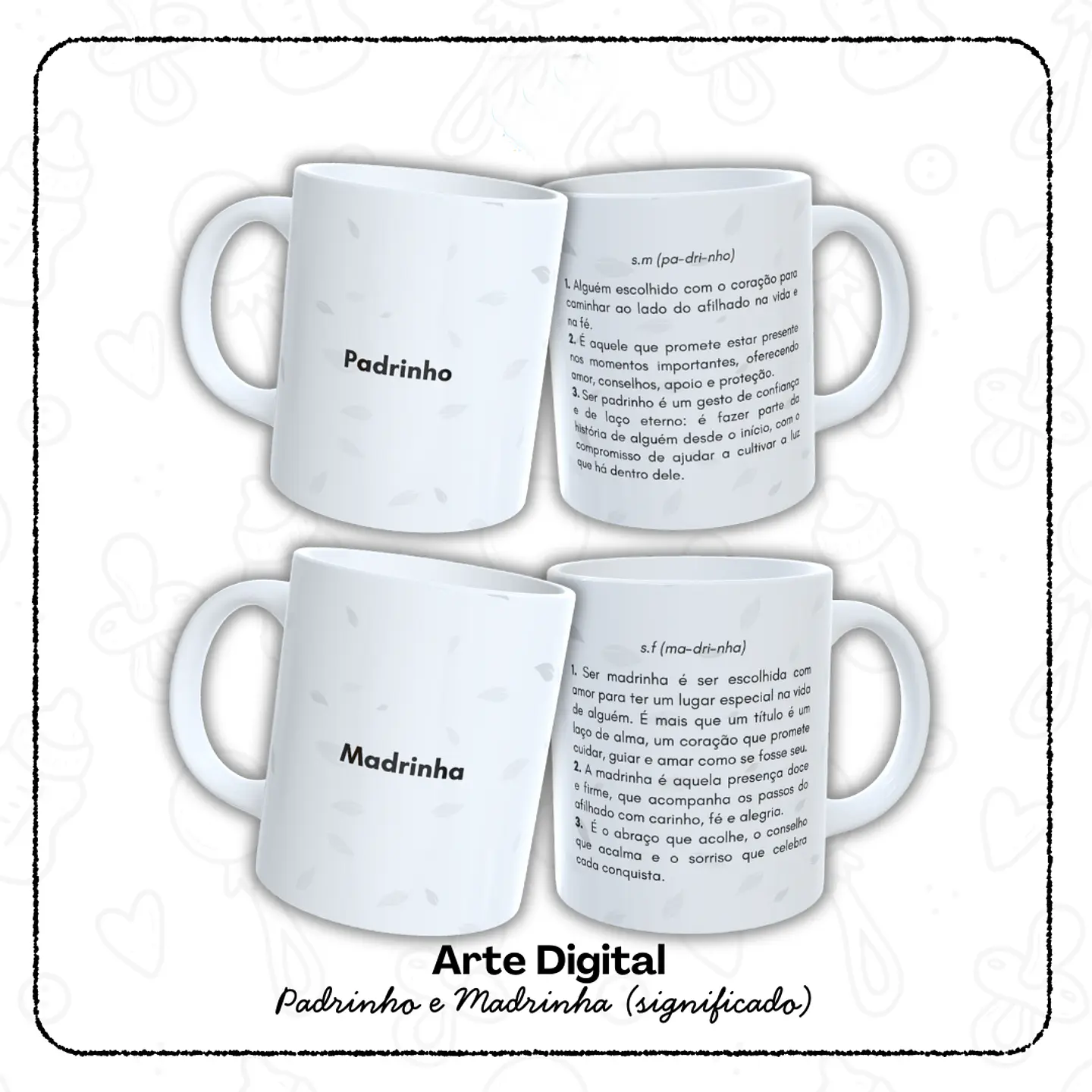 12 Artes para Caneca Padrinho e Madrinha, Dindo e Dinda Arquivo em Jpg  6