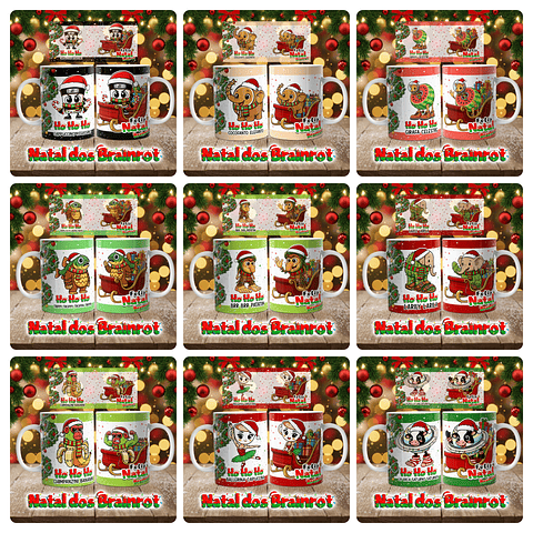 28 Artes para Caneca O Natal dos Brainrots Arquivo em Png 