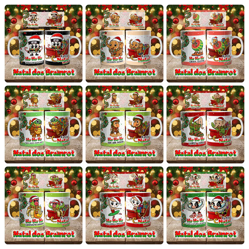 28 Artes para Caneca O Natal dos Brainrots Arquivo em Png  1