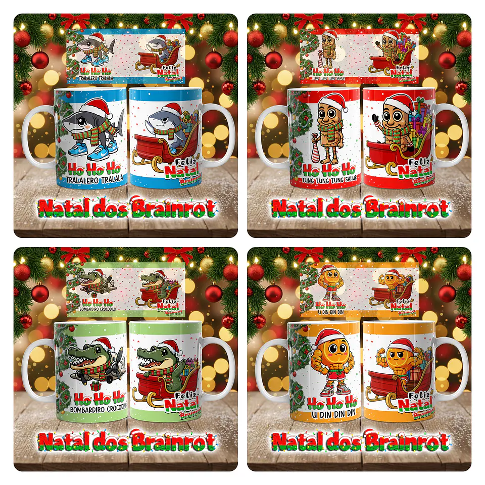28 Artes para Caneca O Natal dos Brainrots Arquivo em Png  2