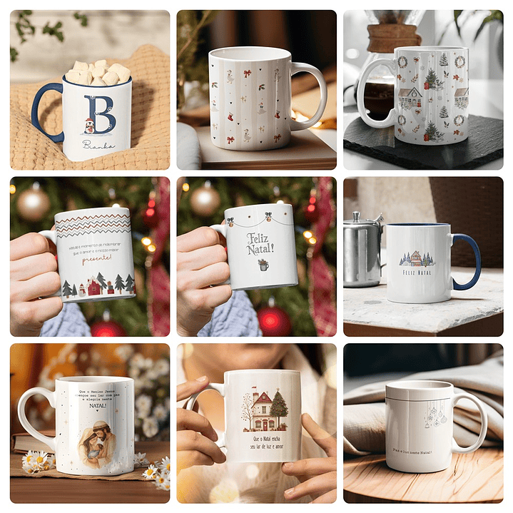 50 Artes para Caneca Natal + Alfabeto Arquivo Editável 1