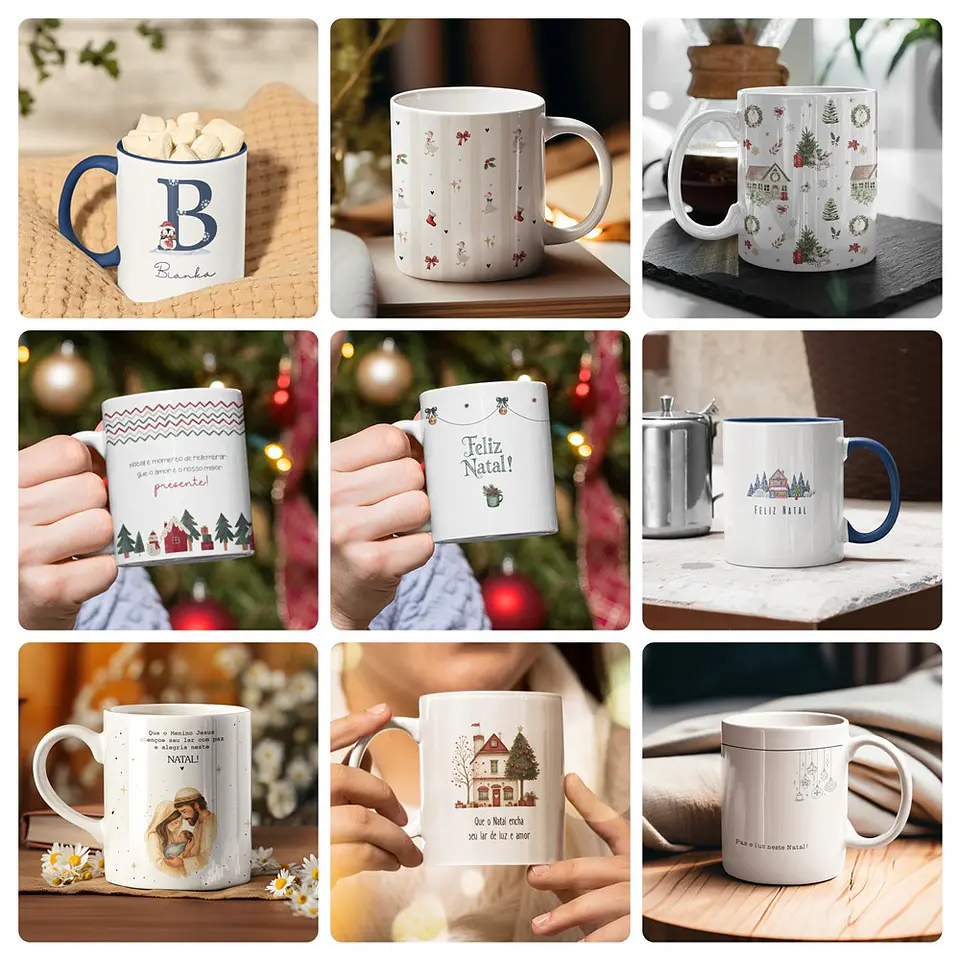 50 Artes para Caneca Natal + Alfabeto Arquivo Editável 1