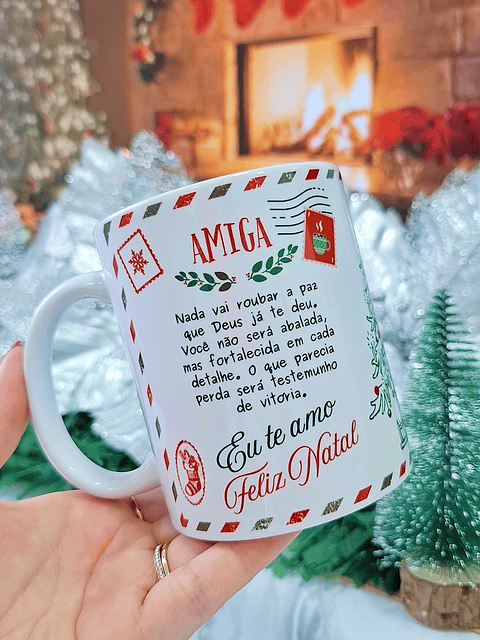 Artes Caneca Correspondência Natalina Vintage Arquivo em Jpg