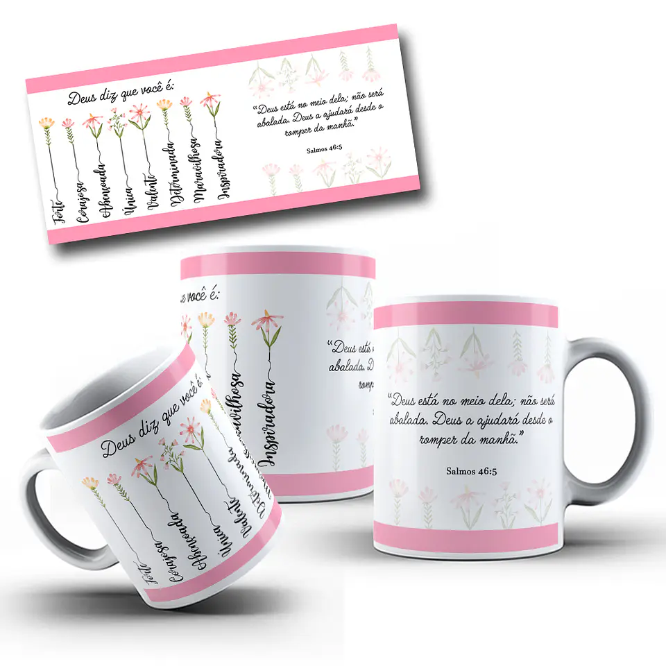 Artes Caneca Deus Diz que você é... Versiculo Arquivo em Jpg 1