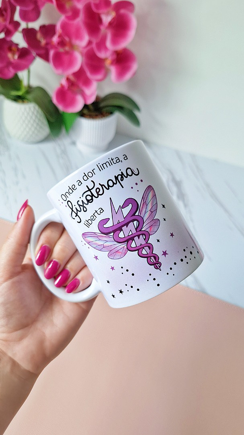 Artes Caneca Onde a dor limita, a FISIOTERAPIA liberta Arquivo em Jpg