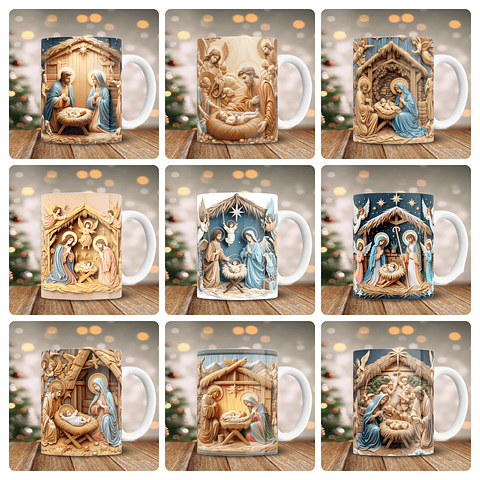 25 Artes para Caneca Natal Nascimento de Jesus 3d Arquivo em Png