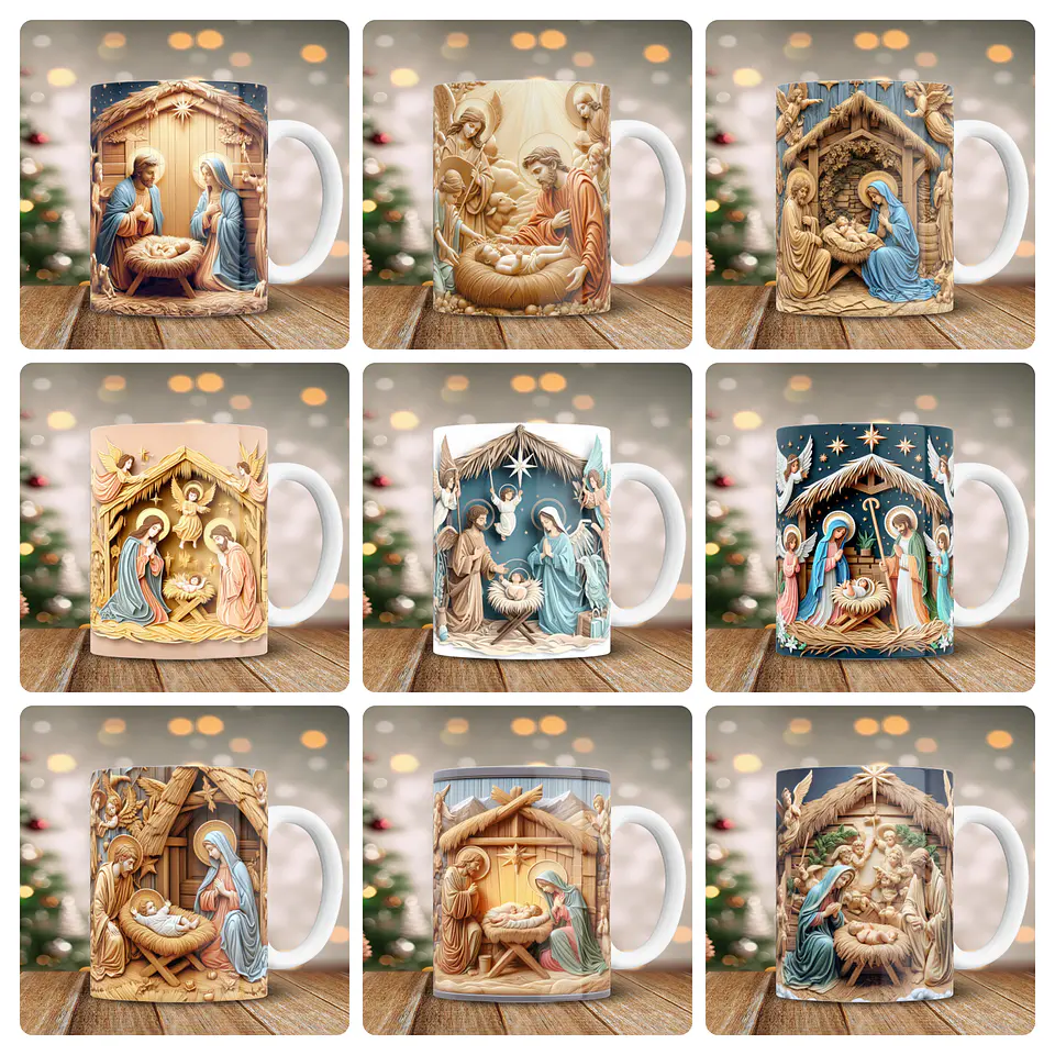 25 Artes para Caneca Natal Nascimento de Jesus 3d Arquivo em Png 1