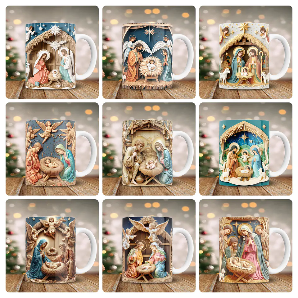 25 Artes para Caneca Natal Nascimento de Jesus 3d Arquivo em Png 2