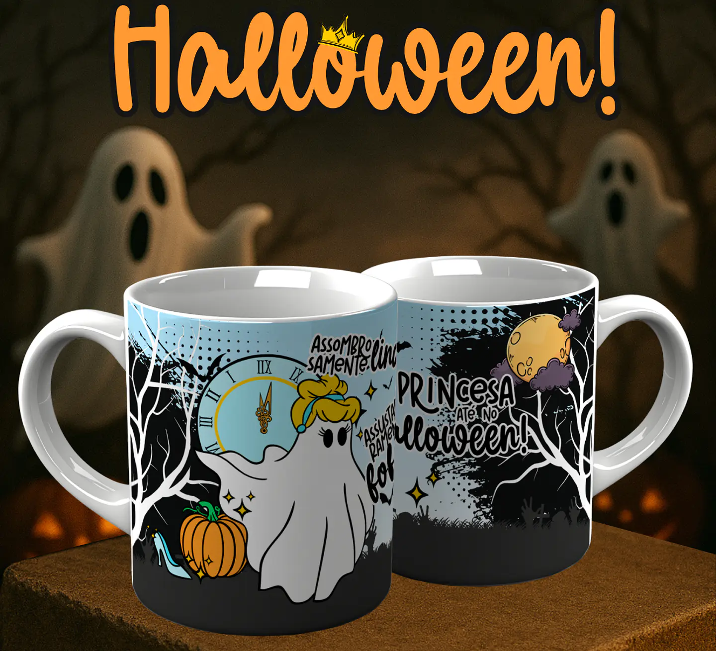 6 Artes para Caneca Princesa Halloween Arquivo em Png  1