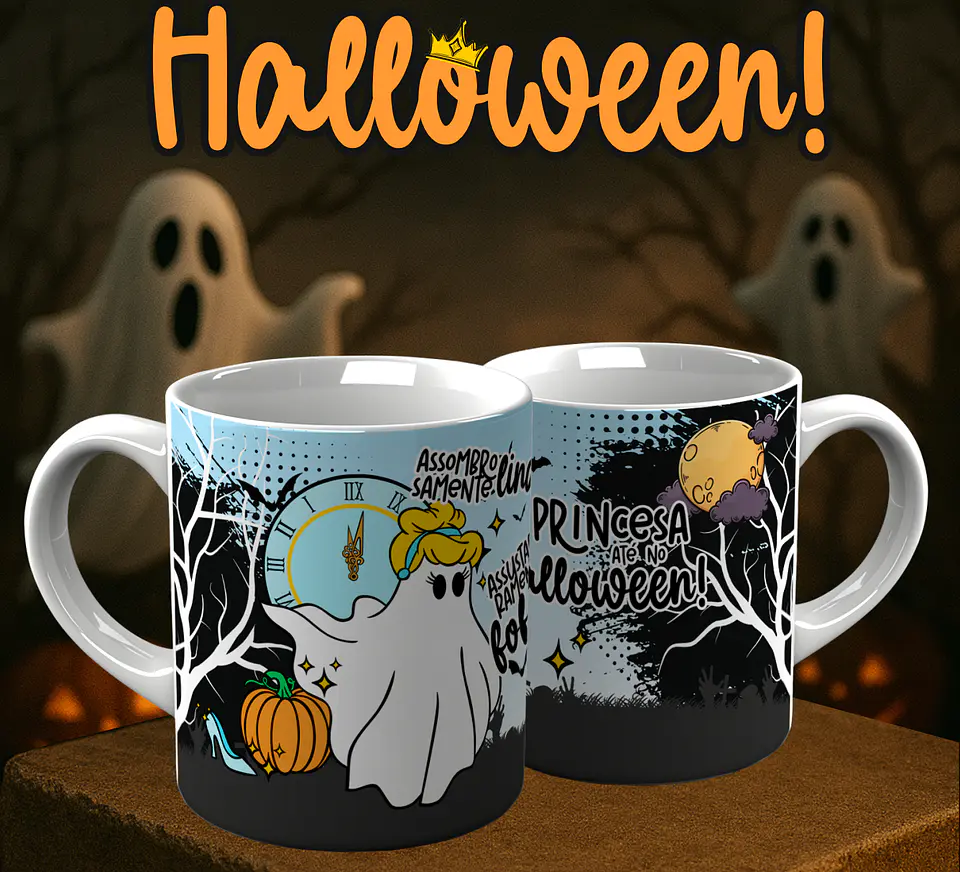6 Artes para Caneca Princesa Halloween Arquivo em Png  1