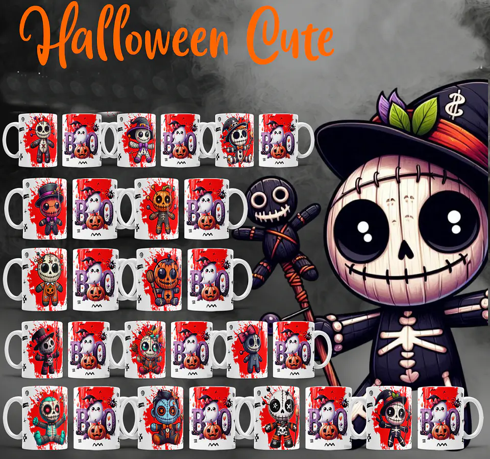 22 Artes para Caneca Halloween Cute Arquivo Editável  1