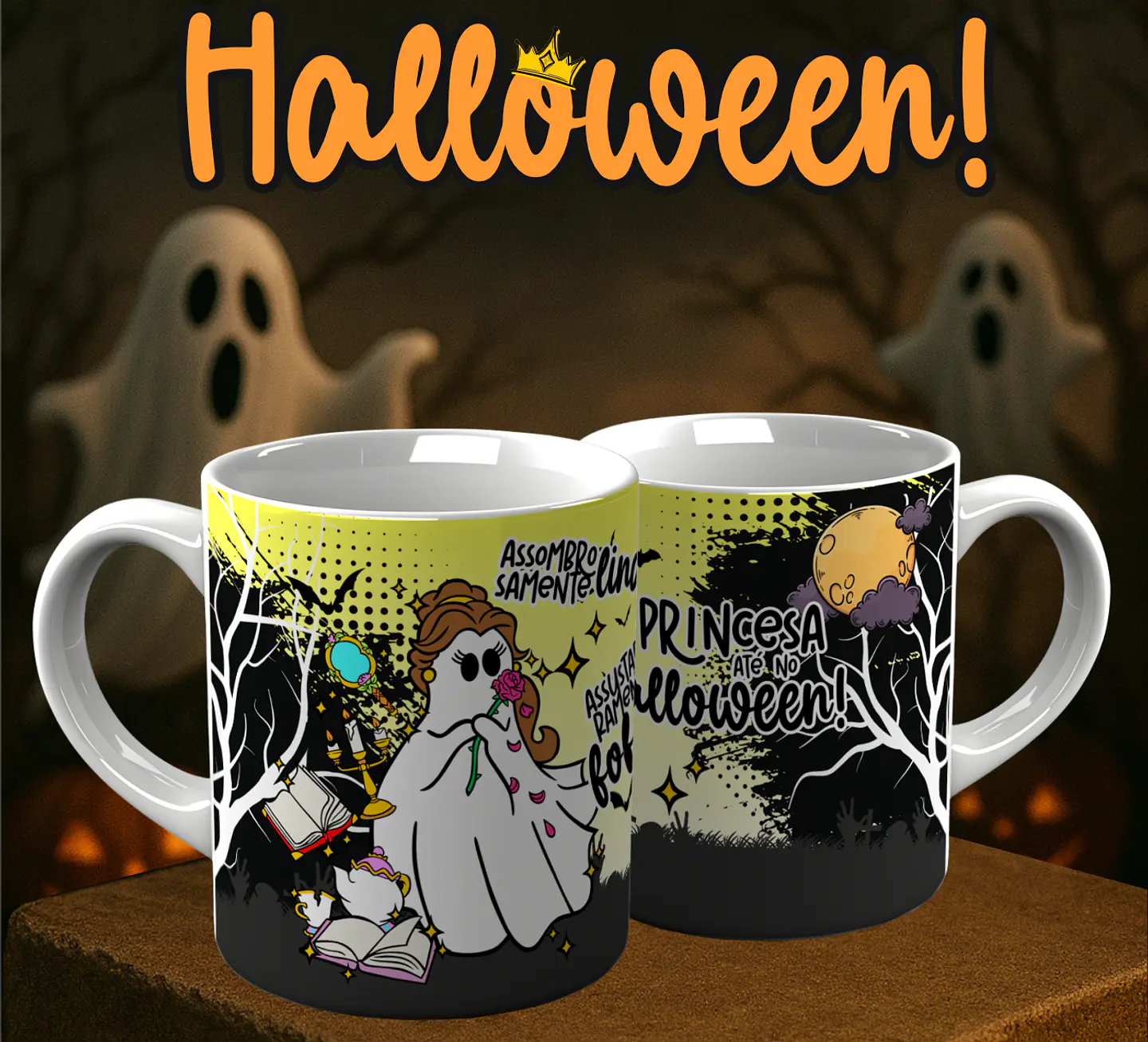 6 Artes para Caneca Princesa Halloween Arquivo em Png  2
