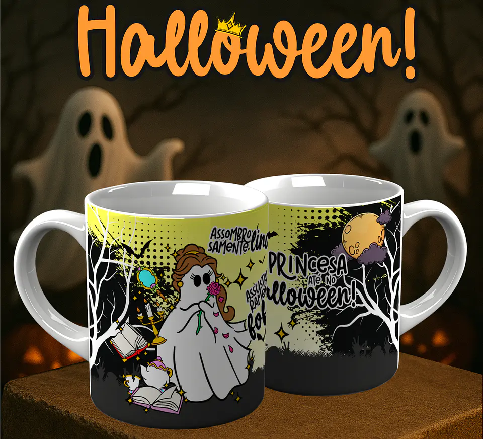 6 Artes para Caneca Princesa Halloween Arquivo em Png  2