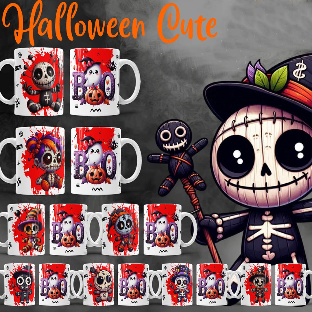 22 Artes para Caneca Halloween Cute Arquivo Editável  2